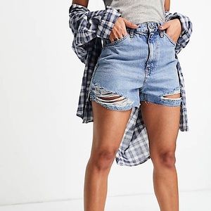 Topshop Denim High-Waisted Mom Shorts US 2